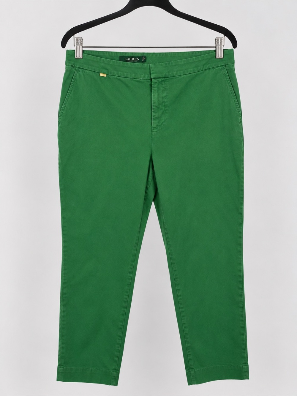Lauren Ralph Lauren Women’s 14W Green Cropped Chino Pants Stretch Straight Leg